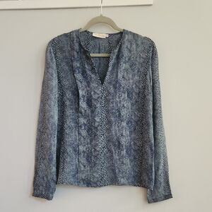 Tory Burch Elegant Blue Snake Print Women's Blouse